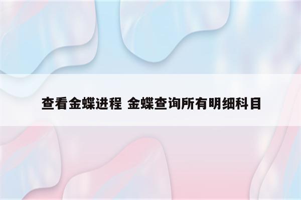 查看金蝶进程 金蝶查询所有明细科目