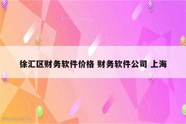 徐汇区财务软件价格 财务软件公司 上海