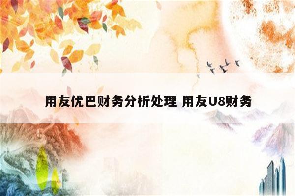 用友优巴财务分析处理 用友U8财务