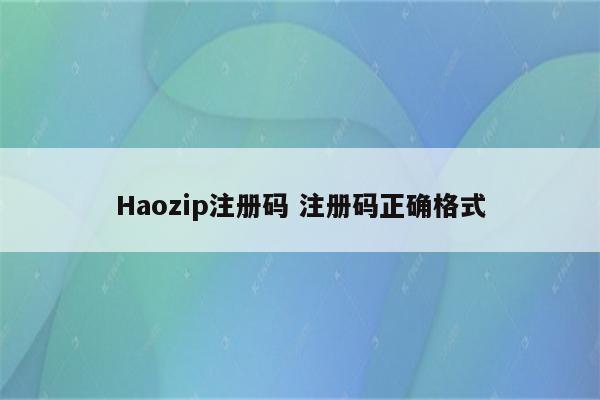 Haozip注册码 注册码正确格式