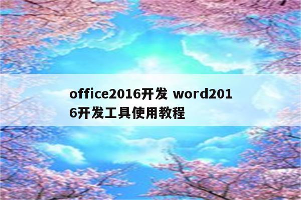 office2016开发 word2016开发工具使用教程