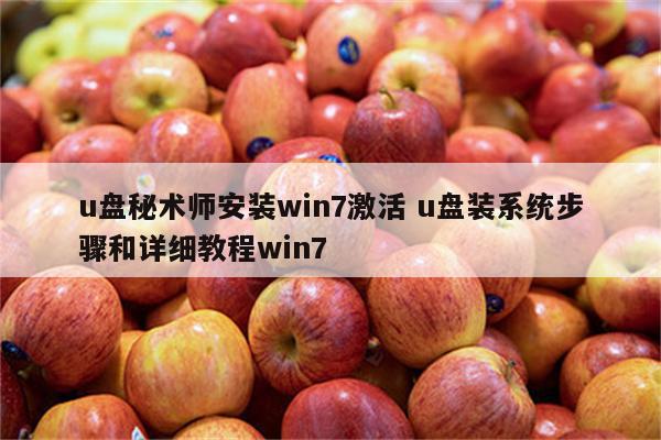u盘秘术师安装win7激活 u盘装系统步骤和详细教程win7