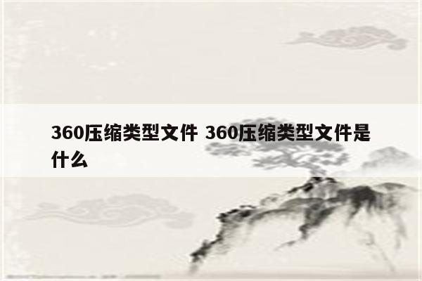 360压缩类型文件 360压缩类型文件是什么
