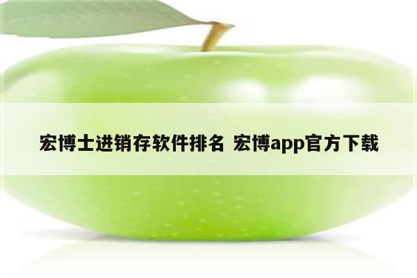 宏博士进销存软件排名 宏博app官方下载