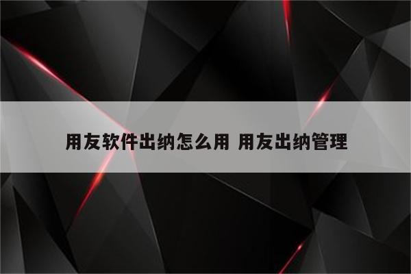 用友软件出纳怎么用 用友出纳管理