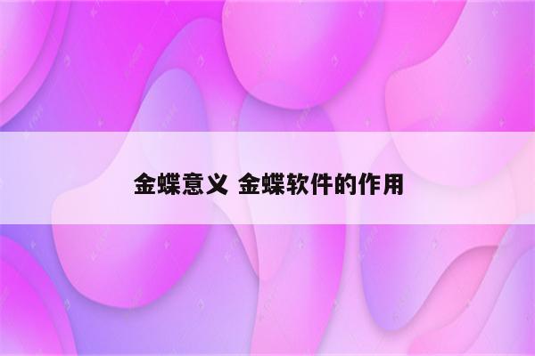 金蝶意义 金蝶软件的作用