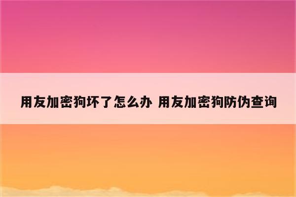 用友加密狗坏了怎么办 用友加密狗防伪查询