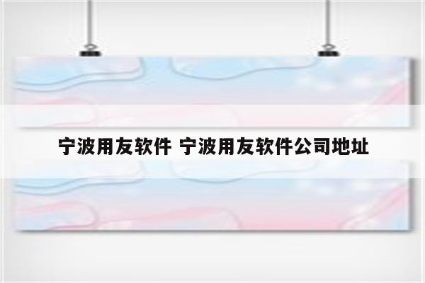 宁波用友软件 宁波用友软件公司地址