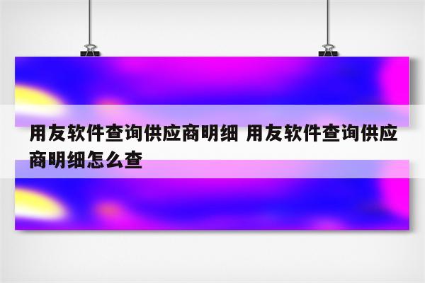 用友软件查询供应商明细 用友软件查询供应商明细怎么查