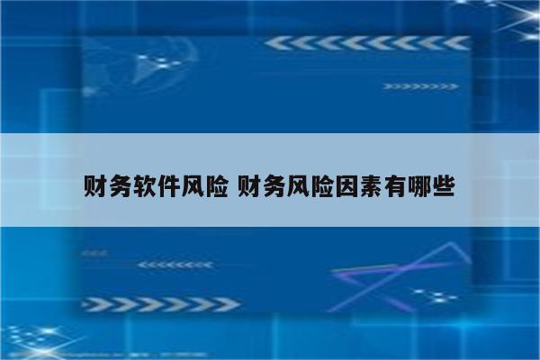 财务软件风险 财务风险因素有哪些