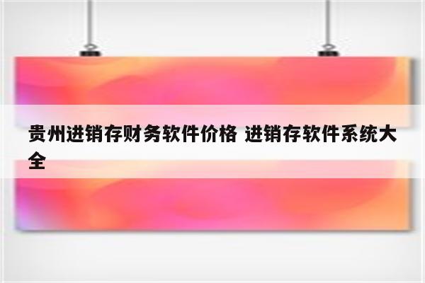 贵州进销存财务软件价格 进销存软件系统大全