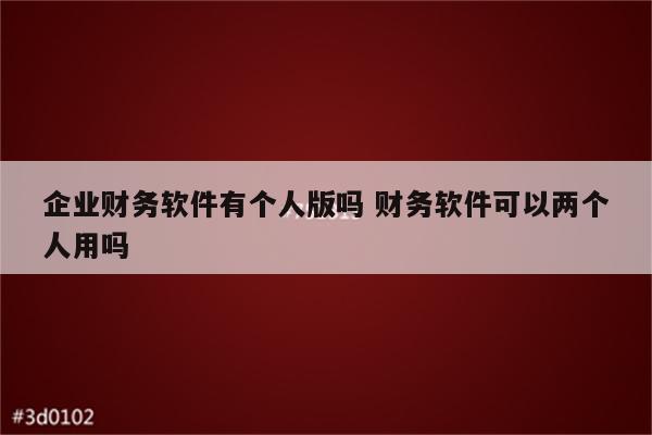 企业财务软件有个人版吗 财务软件可以两个人用吗