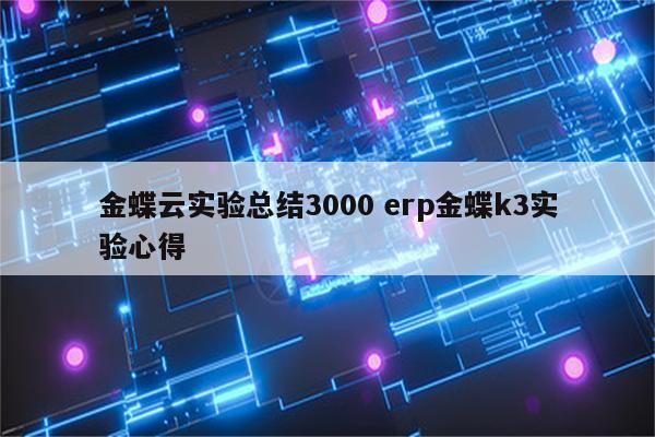 金蝶云实验总结3000 erp金蝶k3实验心得