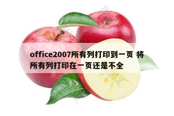 office2007所有列打印到一页 将所有列打印在一页还是不全