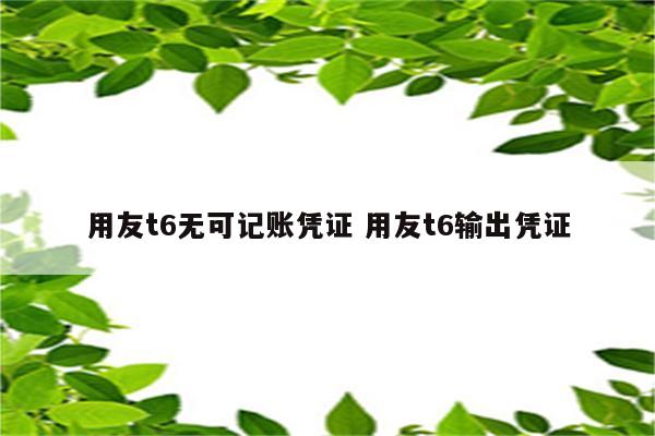 用友t6无可记账凭证 用友t6输出凭证