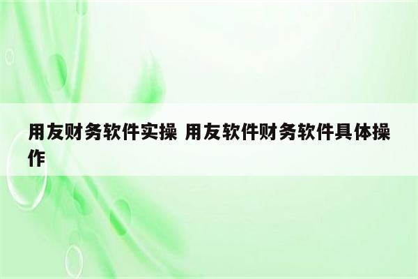 用友财务软件实操 用友软件财务软件具体操作