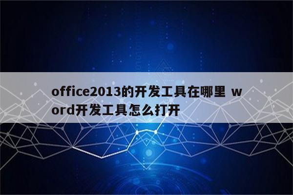 office2013的开发工具在哪里 word开发工具怎么打开
