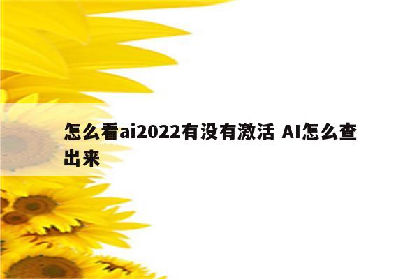 怎么看ai2022有没有激活 AI怎么查出来
