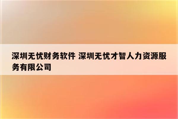深圳无忧财务软件 深圳无忧才智人力资源服务有限公司