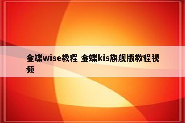 金蝶wise教程 金蝶kis旗舰版教程视频