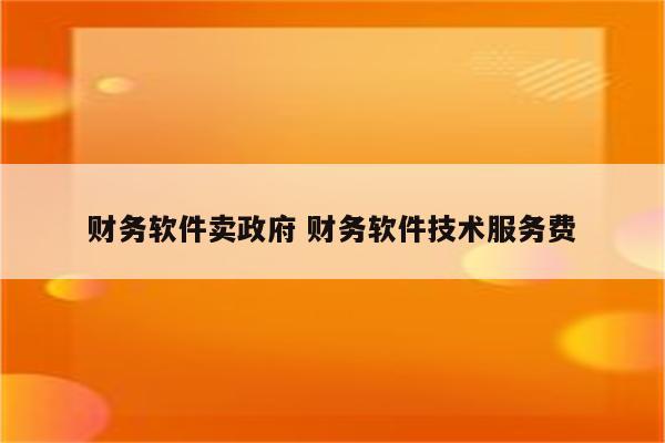 财务软件卖政府 财务软件技术服务费