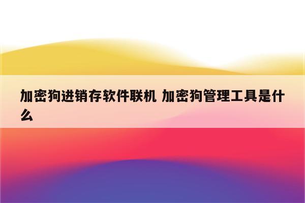 加密狗进销存软件联机 加密狗管理工具是什么
