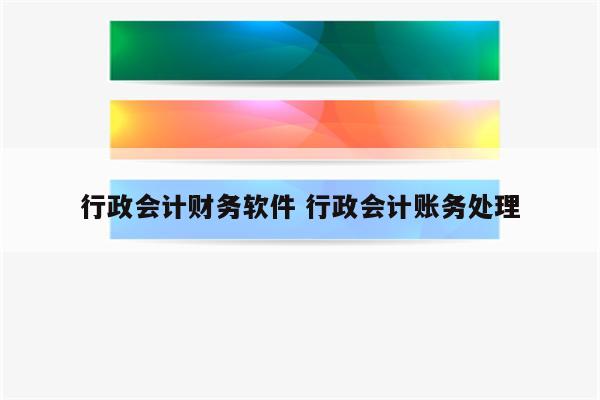 行政会计财务软件 行政会计账务处理