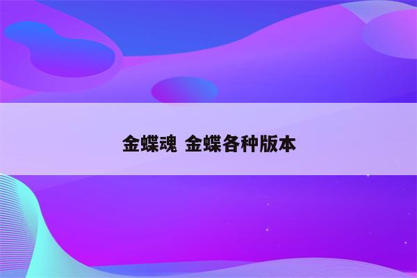 金蝶魂 金蝶各种版本