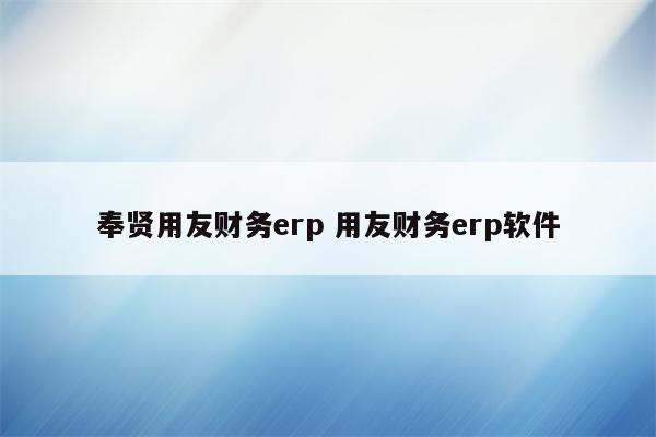 奉贤用友财务erp 用友财务erp软件