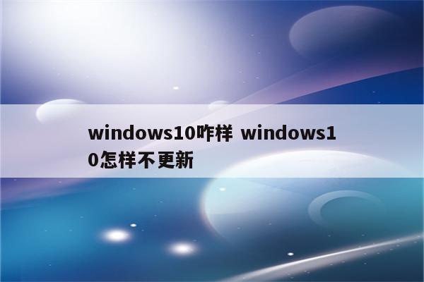windows10咋样 windows10怎样不更新