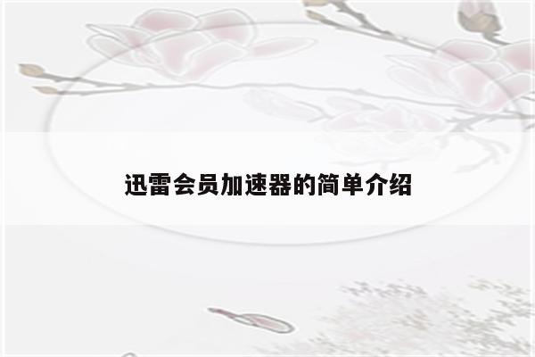 迅雷会员加速器的简单介绍