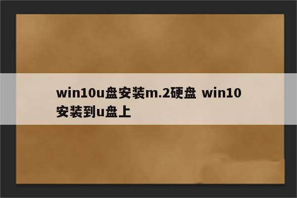 win10u盘安装m.2硬盘 win10安装到u盘上