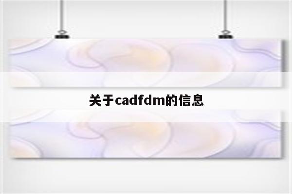 关于cadfdm的信息