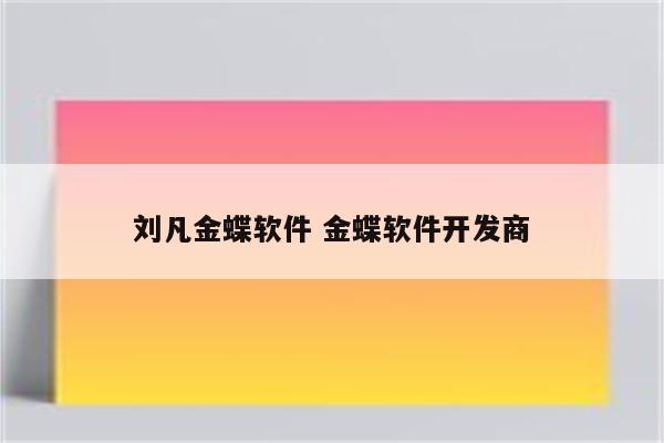刘凡金蝶软件 金蝶软件开发商
