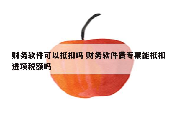 财务软件可以抵扣吗 财务软件费专票能抵扣进项税额吗