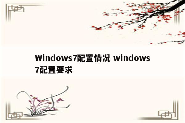 Windows7配置情况 windows7配置要求