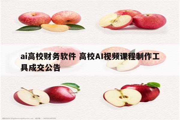 ai高校财务软件 高校AI视频课程制作工具成交公告