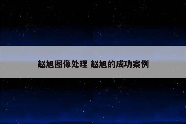 赵旭图像处理 赵旭的成功案例