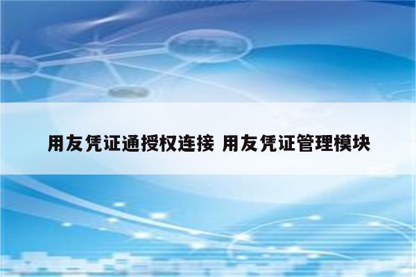 用友凭证通授权连接 用友凭证管理模块