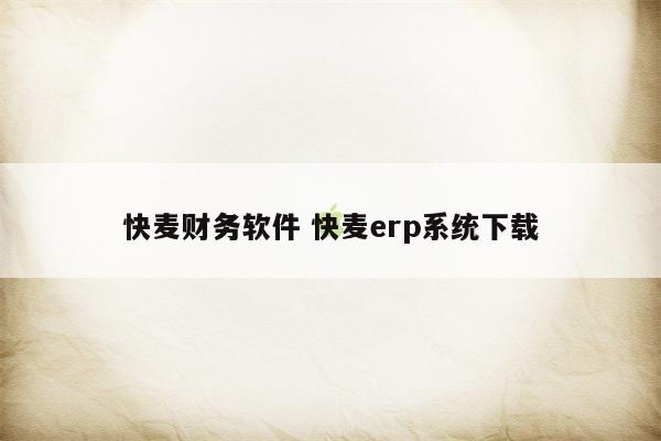 快麦财务软件 快麦erp系统下载