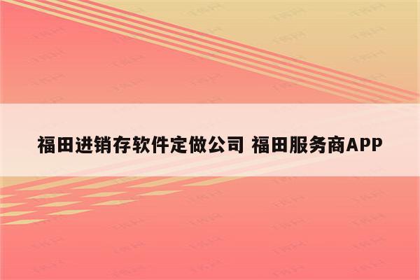 福田进销存软件定做公司 福田服务商APP