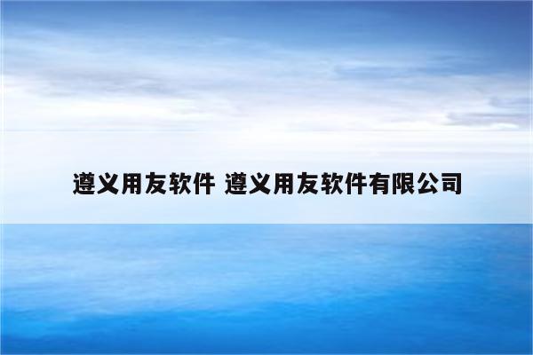 遵义用友软件 遵义用友软件有限公司