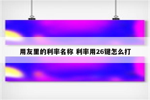 用友里的利率名称 利率用26键怎么打