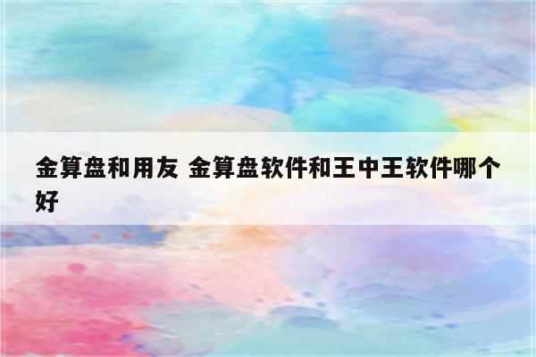 金算盘和用友 金算盘软件和王中王软件哪个好