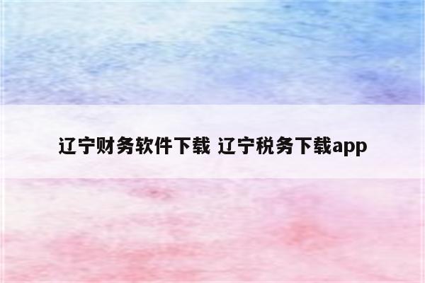 辽宁财务软件下载 辽宁税务下载app