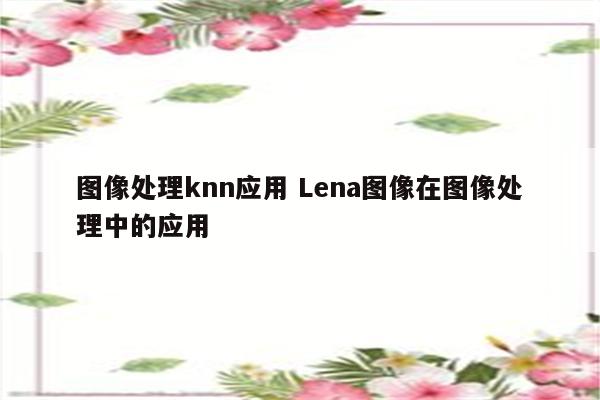 图像处理knn应用 Lena图像在图像处理中的应用
