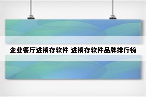 企业餐厅进销存软件 进销存软件品牌排行榜