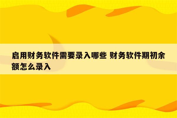 启用财务软件需要录入哪些 财务软件期初余额怎么录入
