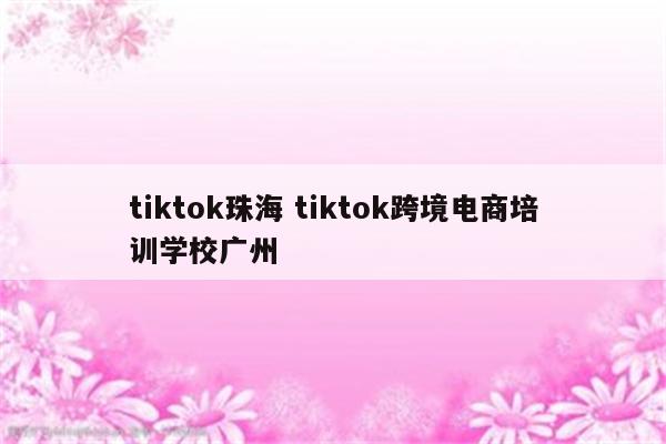 tiktok珠海 tiktok跨境电商培训学校广州